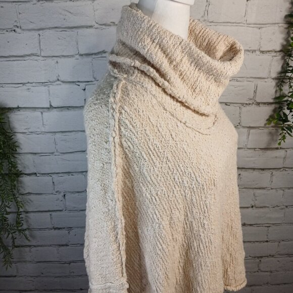 FREE PEOPLE BIG EASY COWL NECK SWEATER,  CREAM, OVERSIZED WOMENS SMALL - Picture 4 of 10